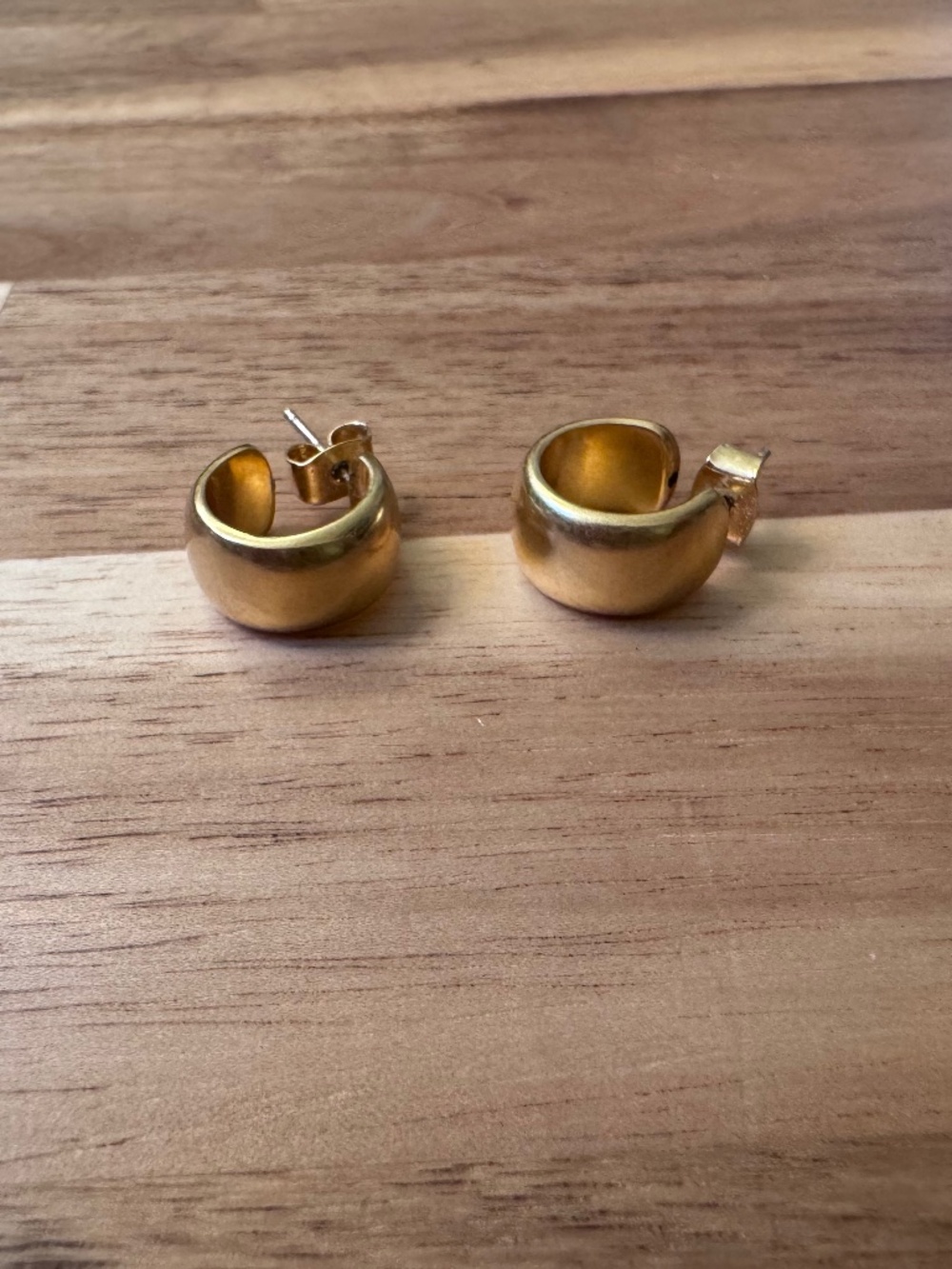 Anthropologie chunky huggie hoop gold plated earrings - NWOT